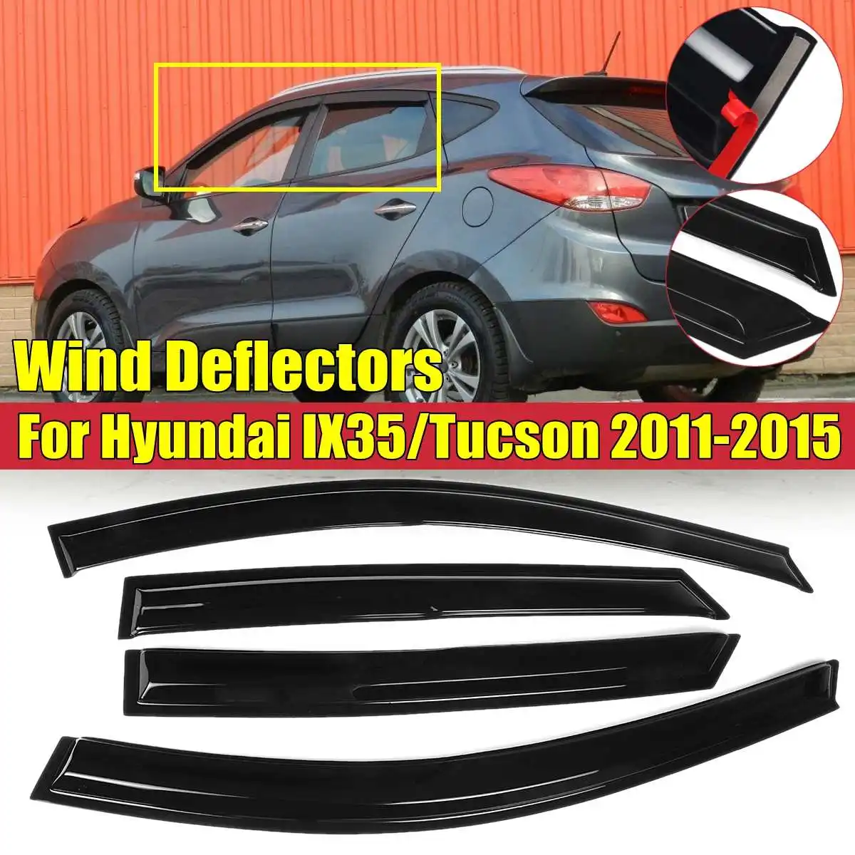 

4pcs Car Window Wind Deflectors Tinted Weathershields For Hyundai IX35 Tucson 2011-2015 Window Visor Rain Guard Vent Sun Shade