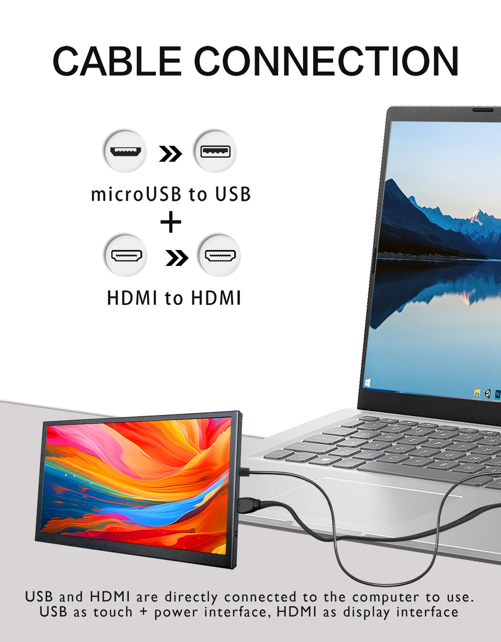 7-дюймовый мини-монитор LESOWN 1024x600 HDMI IPS-экран сенсорный экран 10 1 дюйма широкий