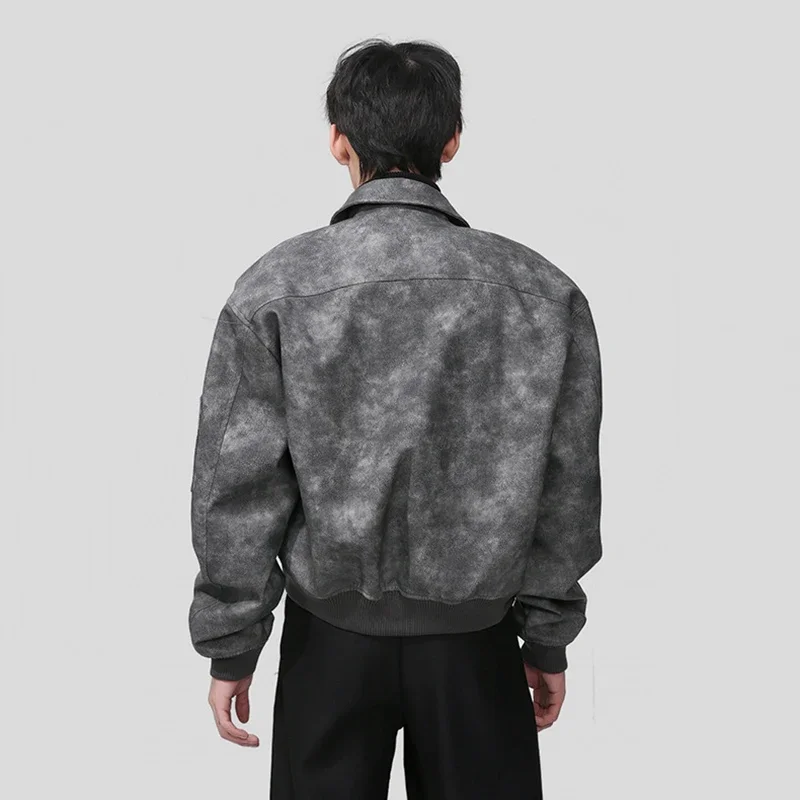 Мужская кожаная мотоциклетная куртка-бомбер из искусственной кожи