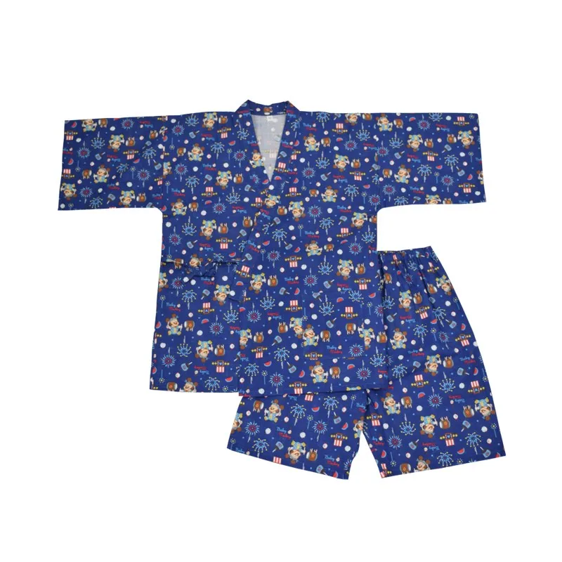 Male And Female Couple Kimono Short-sleeved Cotton Anime Summer Loose Print Pajamas Set