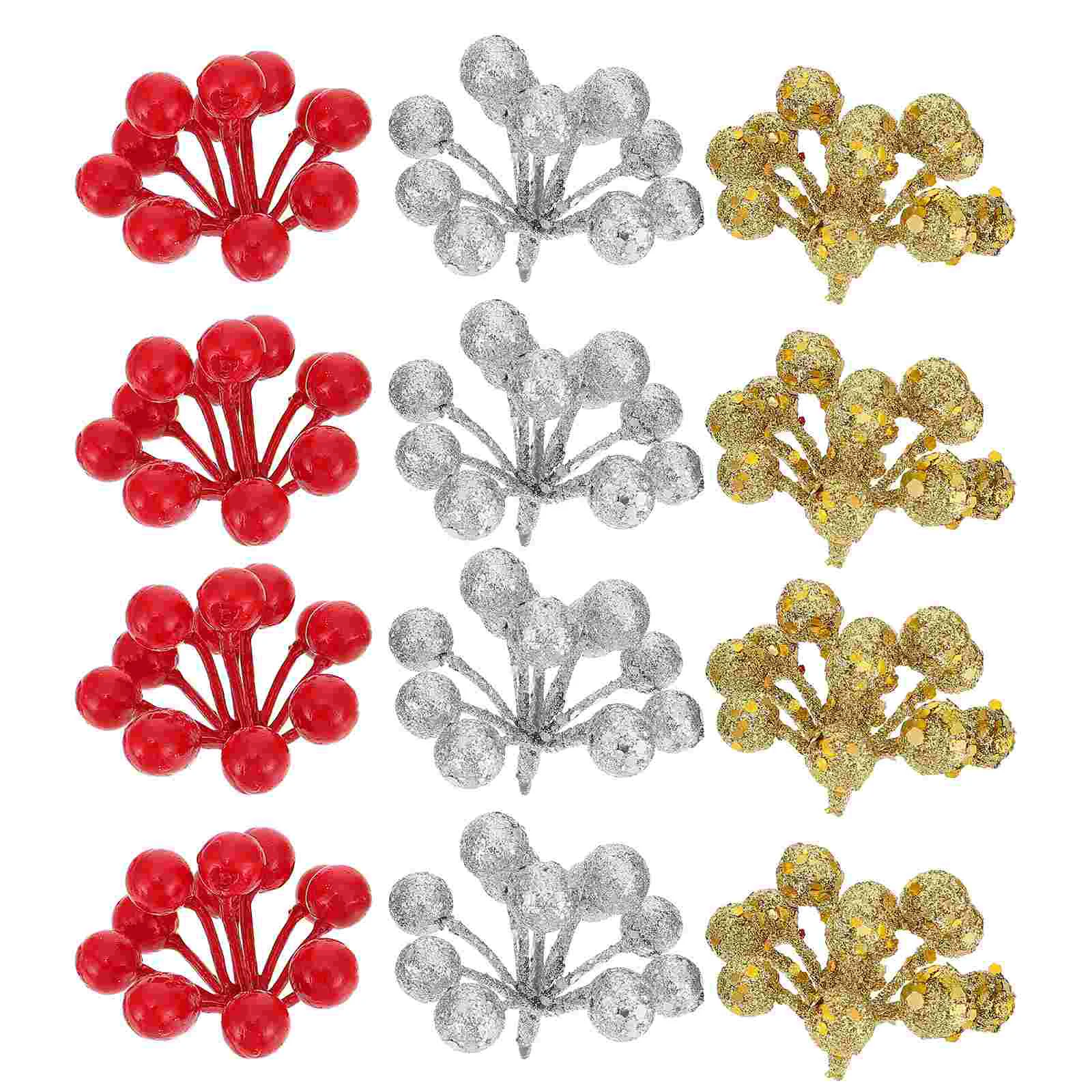 

24Pcs Glitter Christmas Fruits Stem Picks Branch Christmas Tree Decoration