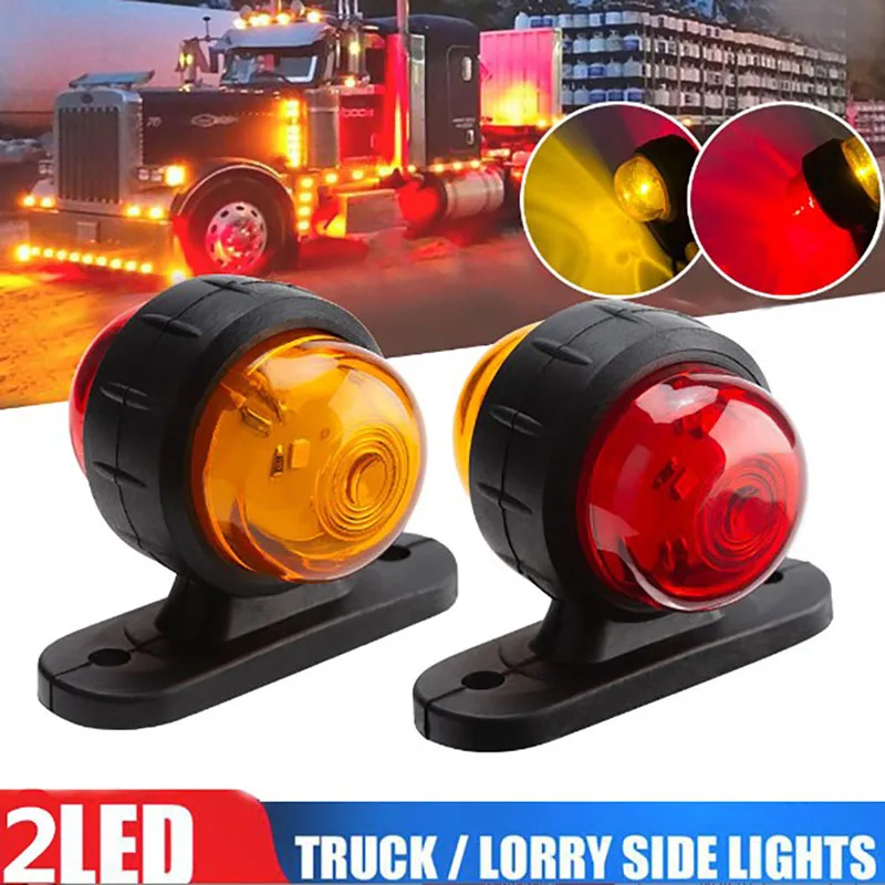 

2PCS 12V-24V Truck Trailer Lights LED Side Marker Position Lamp Lorry Tractor Clearance Lamps Parking Light Red White Amber