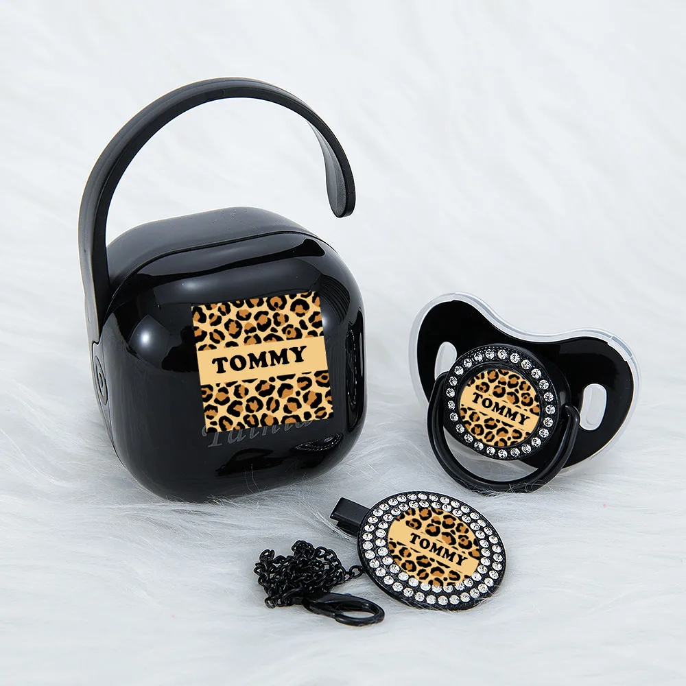 

Индивидуальная крутая черная леопардовая соска миокар и коробка для соски с зажимом без БФА роскошный манекен