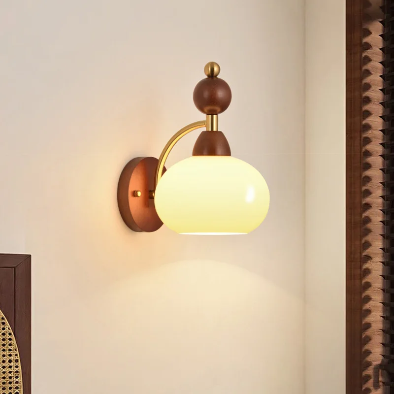 Настенный светильник в стиле ретро для кабинета спальни цвет орехового дерева