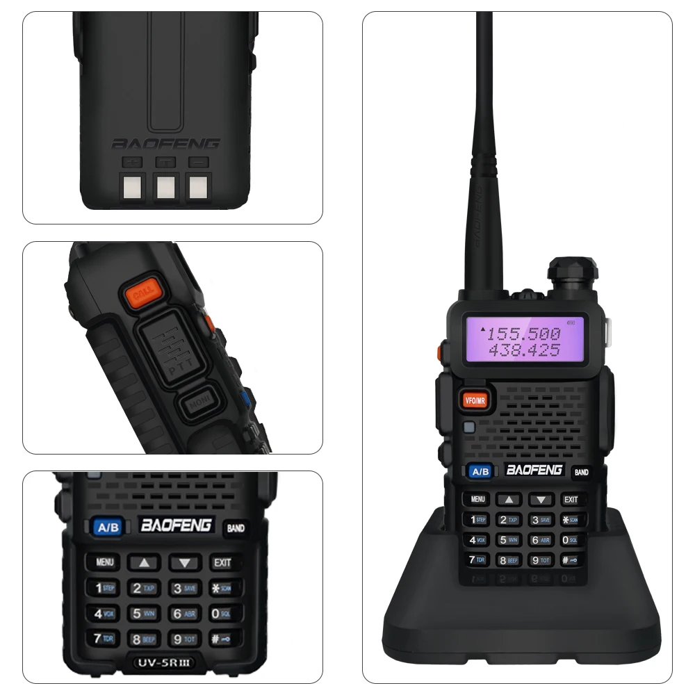 2021 Tri-Band BaoFeng UV 5R III иди и болтай Walkie Talkie “иди 3 полосы Портативный 5 Вт Ham Радио 136-174