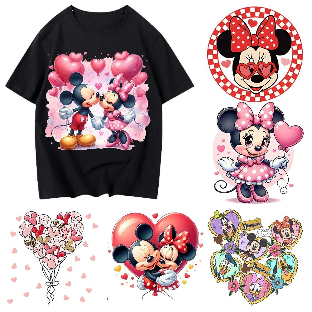 Термопереносные наклейки с Микки на День святого Валентина для одежды виниловые