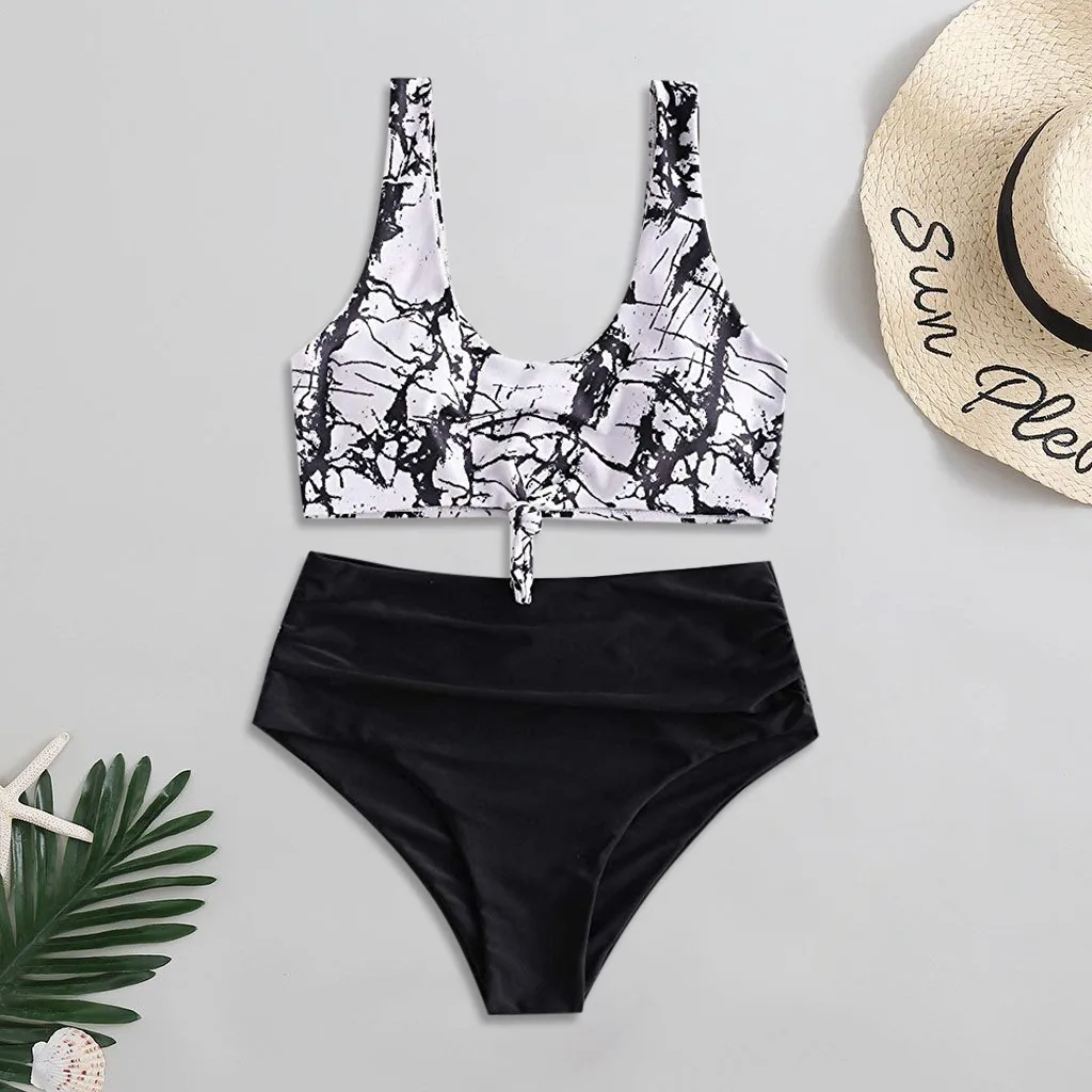 

Пляжная одежда, бикини с принтом, купальный костюм, купальный костюм, сексуальная одежда для плавания с наполнителем, Женский комплект с шор...