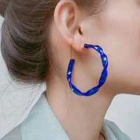 2022 womens earrings klein blue c shaped twisted earrings light luxurious acrylic jewelry