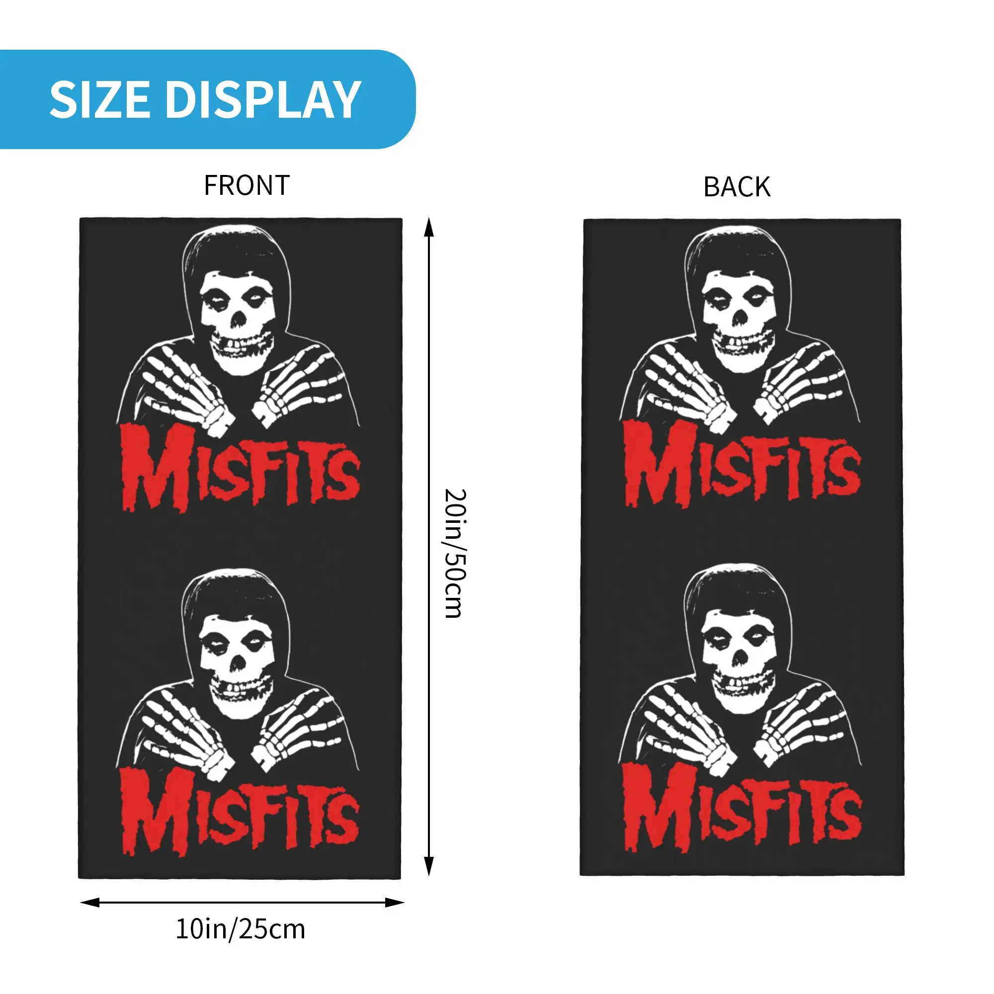 Фото Зимняя повязка на голову и шею в стиле хоррор-панк-рок группы Misfits, унисекс, для катания на лыжах и велосипеде, шарф-труба, бандана, гейтер. №2