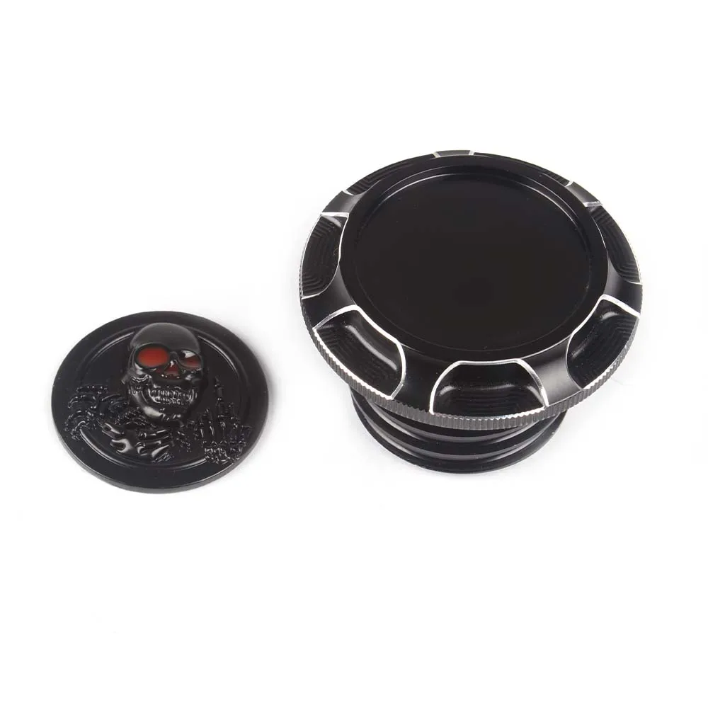 

New Black Motorcycle Skull Gas Cap Flush Oil Fuel Tank Cap Fit For Harley Davidson Softail Sportster Dyna Road King Freewheeler