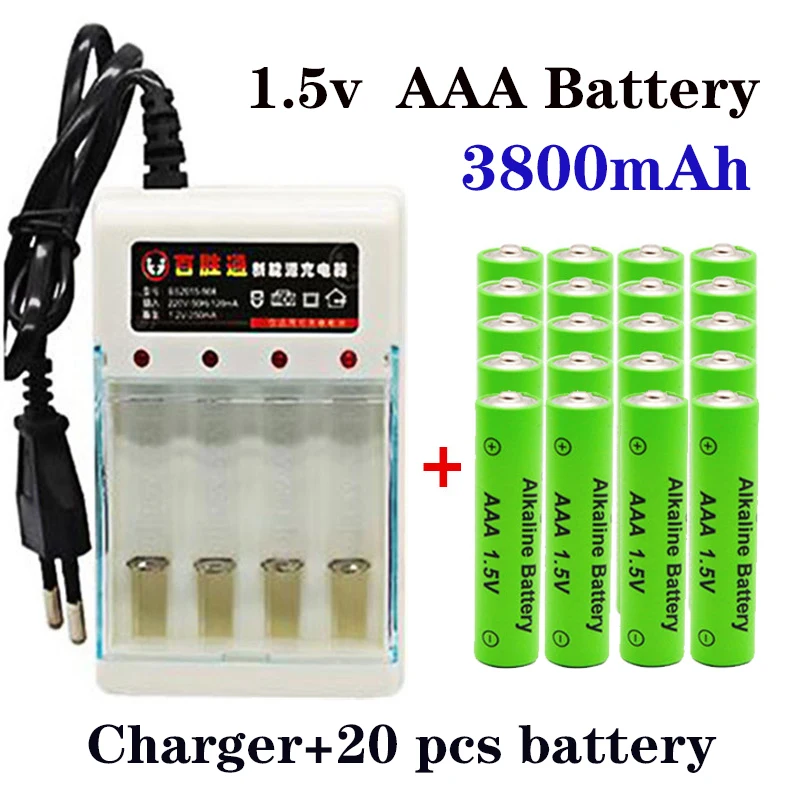 

Batterie alcaline rechargeable Original 100% pour télécommande, jouet, alarme de fumée avec chargeur 1.5V AAA 3800 mAh