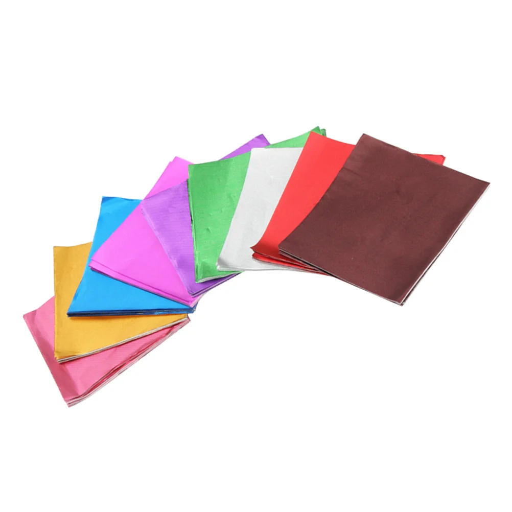 

4 Packs Candy Wrappers Aluminum Wrapping Paper 10* 10cm Gift Package Sheet for Chocolate Tea Sugar Bar Wedding