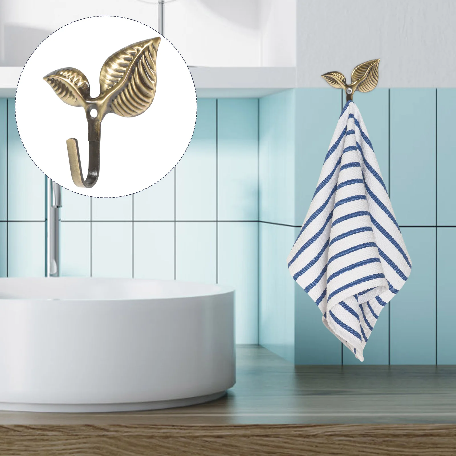 

4 Pcs Wall Mounted Coat Hook Multifunctional Hooks Hangers Thicken Hat Gold Bathroom Leaf For Hanging Coats Peg