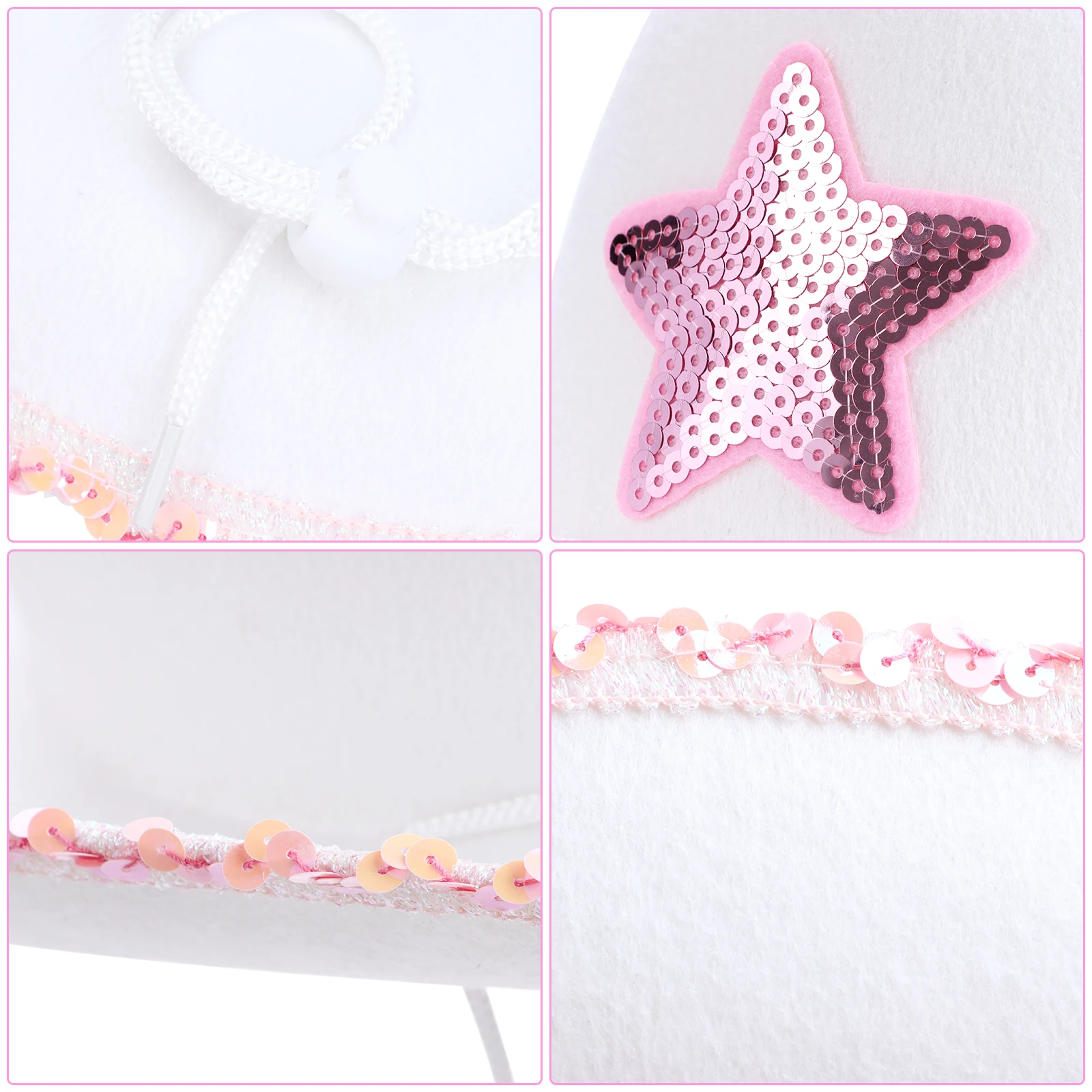

Novelty White Felt Cowgirl Hat with Pink Star