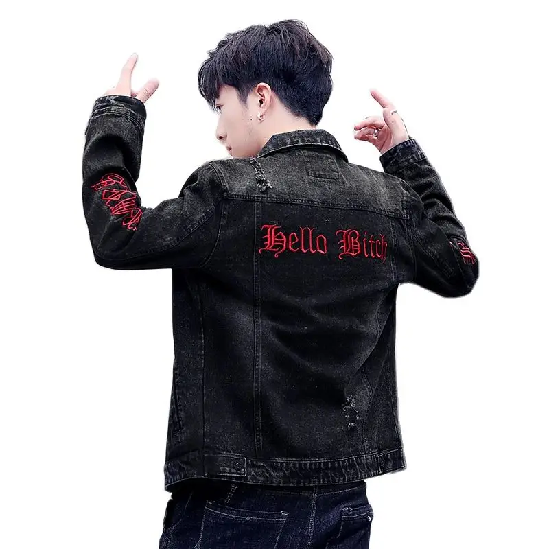 

Retro Washed Men's Denim Jacket Korean Slim Men Fashion Casual 2022 Spring Autumn New Embroidery Jackets Casual Handsome Coat