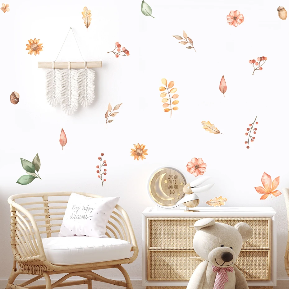 Настенная виниловая наклейка со съемными цветами и ягодами