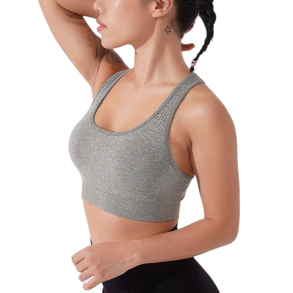 

Seamless Sports Bra with Chest Pad High Impact Gym Crop Top Women Summer Breathable Yoga Tops Workout Running Activewear