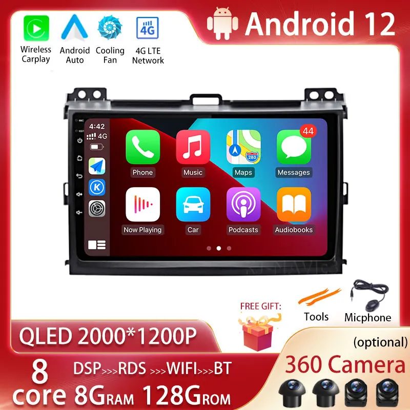 

Android 12 For Toyota Land Cruiser Prado 120 Lexus GX470 Car Radio Multimedia Players Autoradio CarPlay Auto No 2Din 2 Din DVD