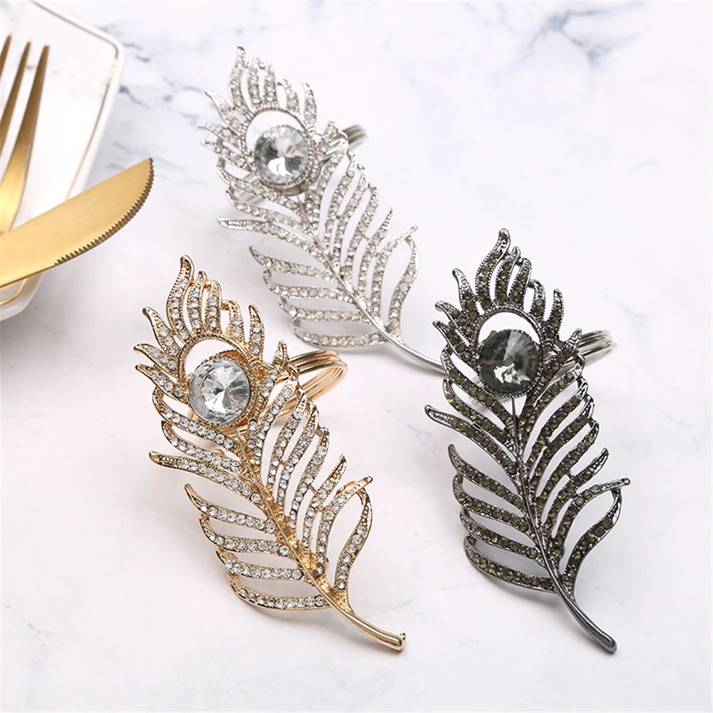 

6pcs/Creative Feather Napkin Ring Desktop Napkin Paper Buckle Cloth Ring Wedding Hotel Banquet Western Food Accessories