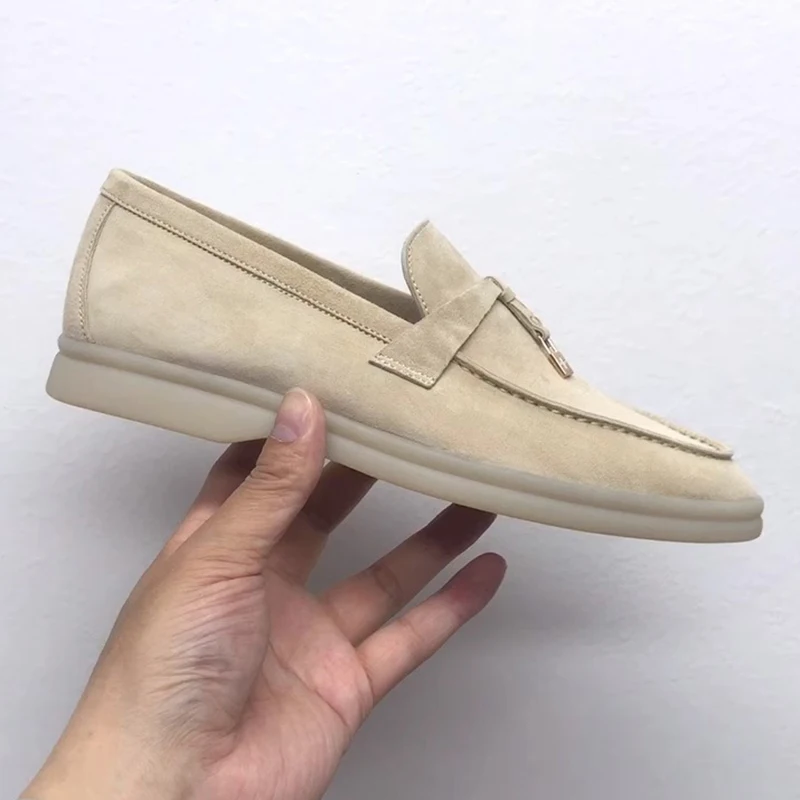 Black Red Trendy LP Women Loafers Suede Moccasins Woman Flat Shoes Slip Femme Casual Summer Walk Shoes Ladies Plus