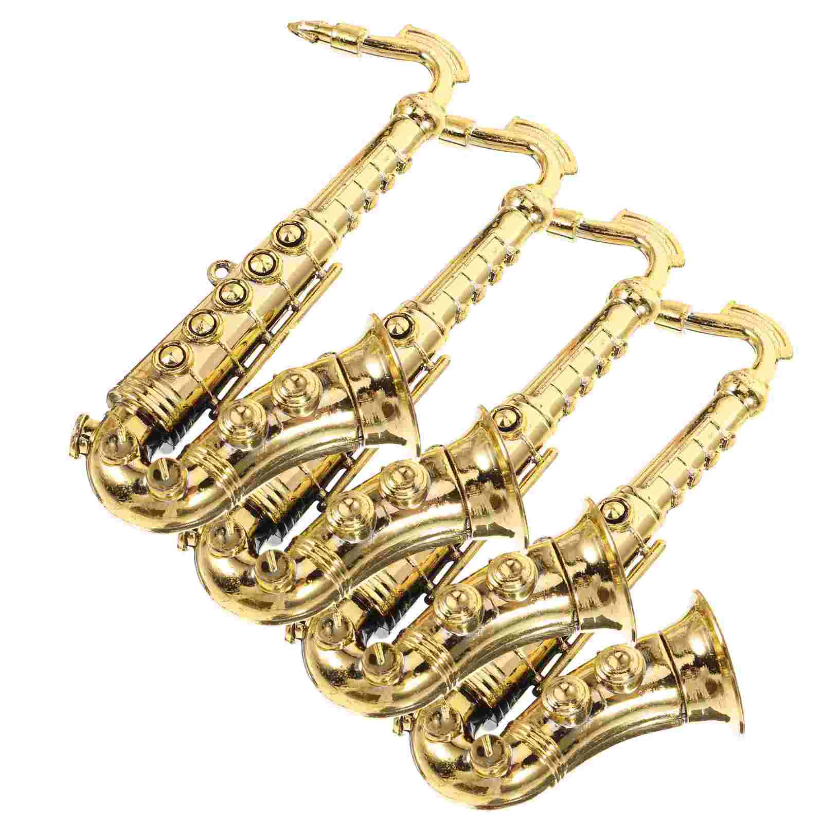 

4 Pcs Big Saxophone Mold Plastic Model DIY Handcrafts Decor Golden Fake Pendant Crafting Christmas
