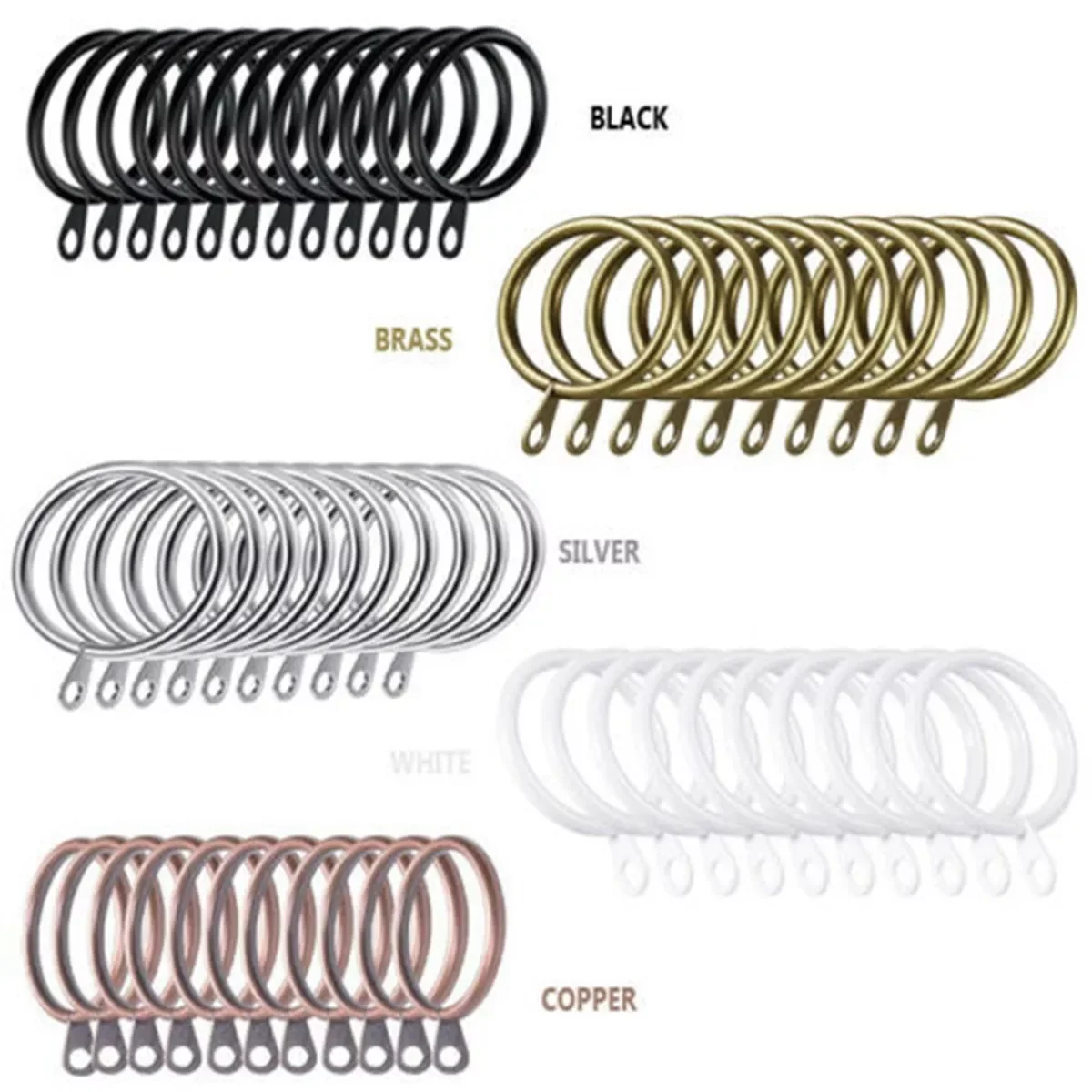 

6/12/24/36/48/60/72/84/96PCS Curtain Rings Metal Curtain Rings Hanging Hooks for Curtains Rods Pole Voile Heavy Duty Rings