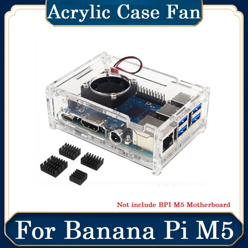

Акриловый чехол с охлаждающим вентилятором и радиатором для Banana Pi M5, 1 комплект