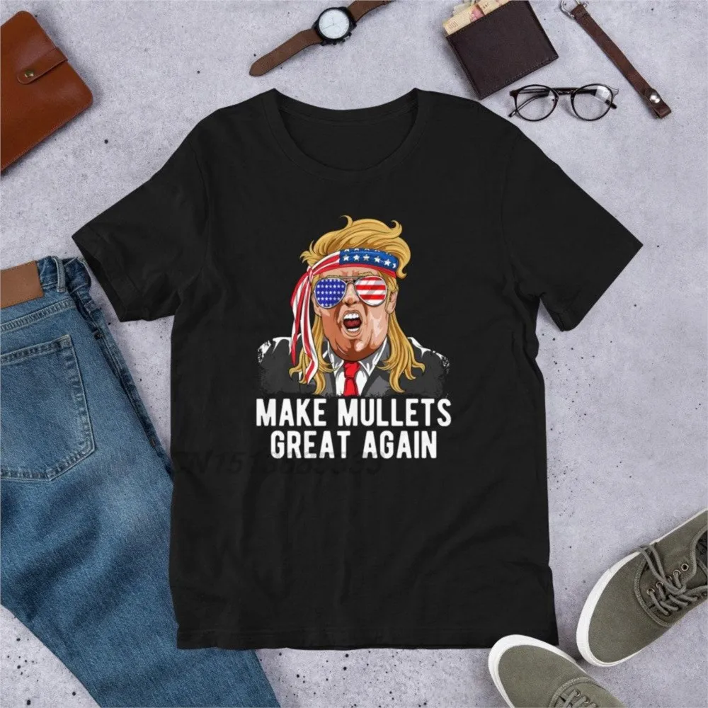 

Make Mullets Great Again Women T-shirts USA Flag Printed Tees Make Easter Great Unisex Retro T-shirts Rabbit Ear Oversized Tops
