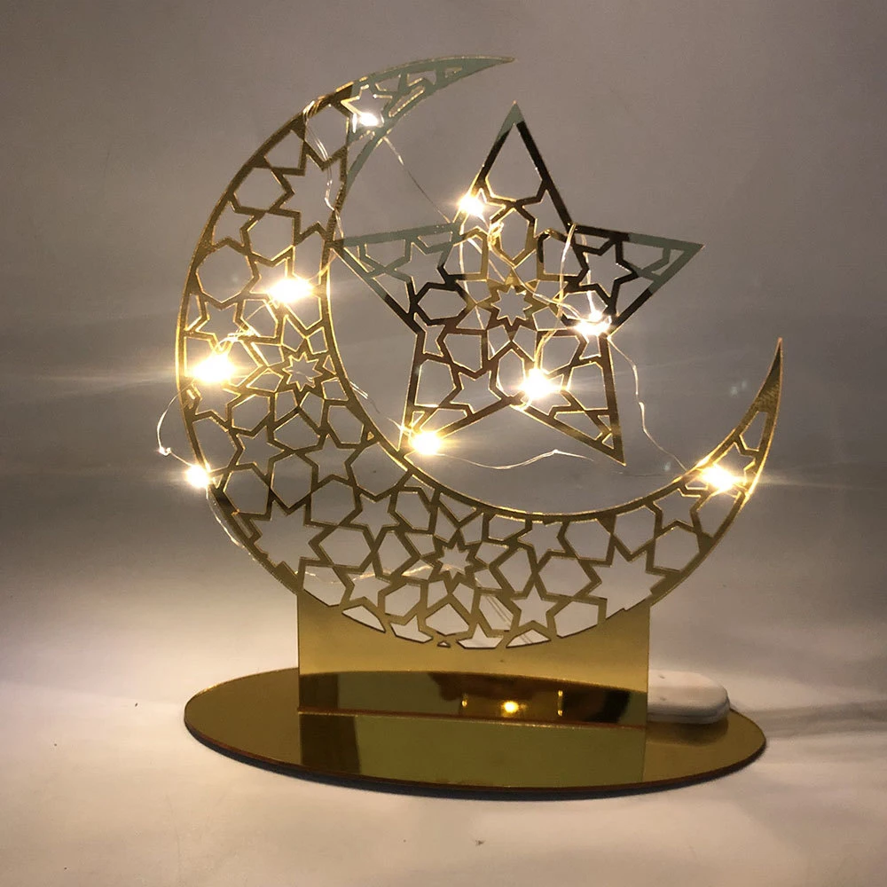 

Акриловые украшения Рамадан для домашнего стола, товары для Исламской вечеринки, настольное украшение, световая лента со звездами и луной, украшение TN88