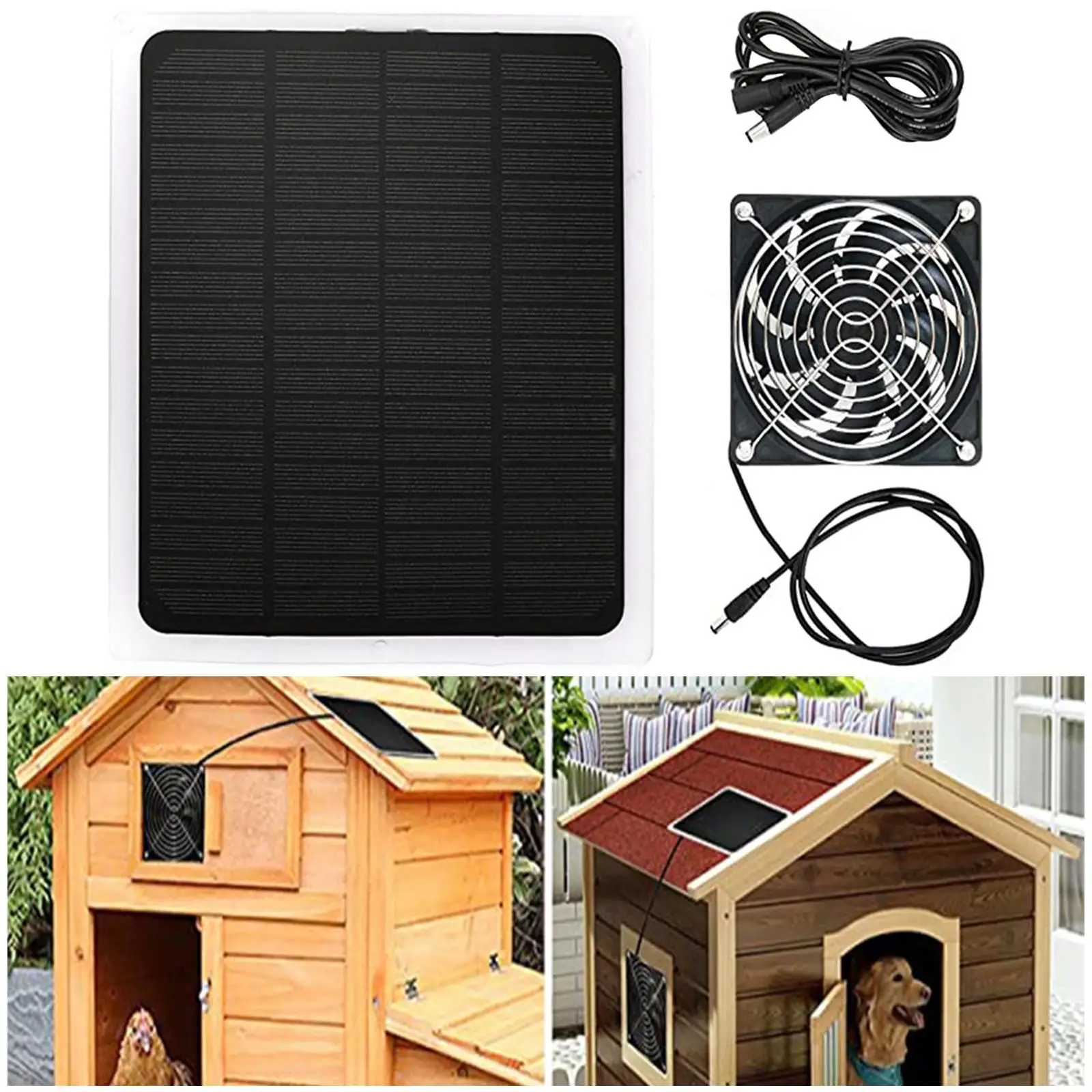 

Portable Solar Powered Fan Kit Extractor Fan Air Ventilator Solar Panel Exhaust Fan for Chicken Coop Poultry House Shed Roofs RV