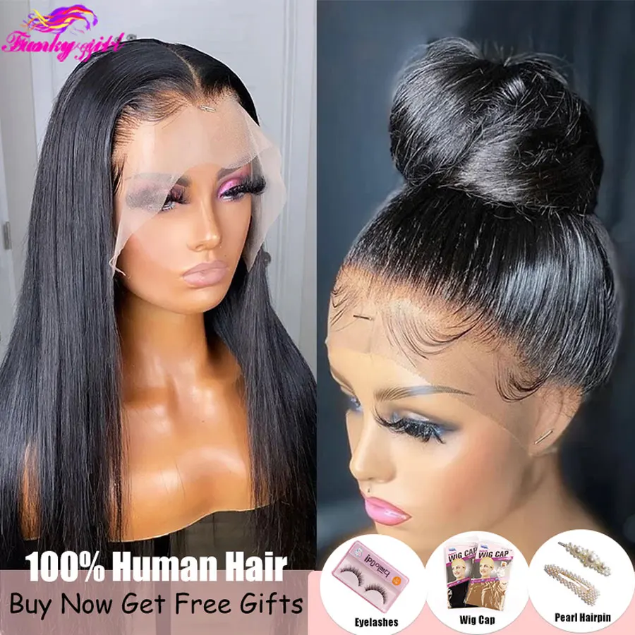 Straight 13x4 HD Lace Frontal Wigs 30 32 Inch for Black Wome