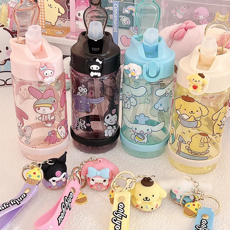 500Ml Sanrios Anime Melody Kuromi Cinnamoroll Kawaii Cartoon Water Bottle Tea Coffee Cup Kitchen Tools Travel Tea Cup Gifts