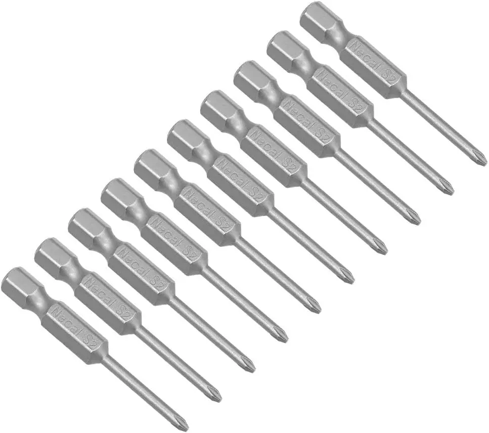 

10 Pcs 1.6mm PH00 Magnetic Phillips Screwdriver Bits, 1/4 Inch Hex Shank 2-inch Length S2 Power Tool