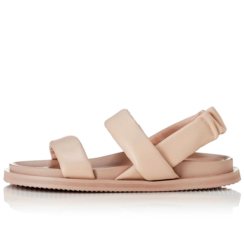 

Summer new genuine leather shoes with versatile plain face and soft bottom, comfortable cuff, large size women's sandals, beach