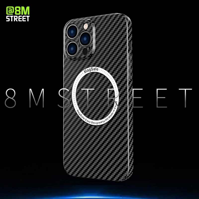

Carbon Fiber Texture Splice Magnetic Wireless Charging iPhone Case For iPhone 14 13 12 11 Pro Max Hard Shockproof Cover Magsafe