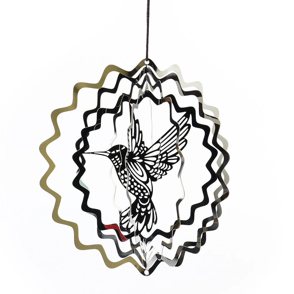 

3D Hummingbird Rotating Windchimes Pendant Metal Wind Spinner Garden Ornaments Decoration Landscaping Beautify