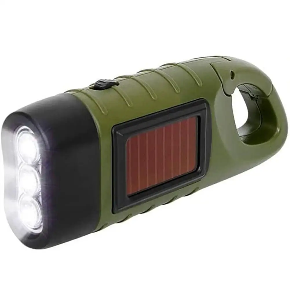 

Solar Hand Press Crank Flashlight Portable Multi-function Rechargeable Ergonomic Design Torch Camping Lamp Lanterns