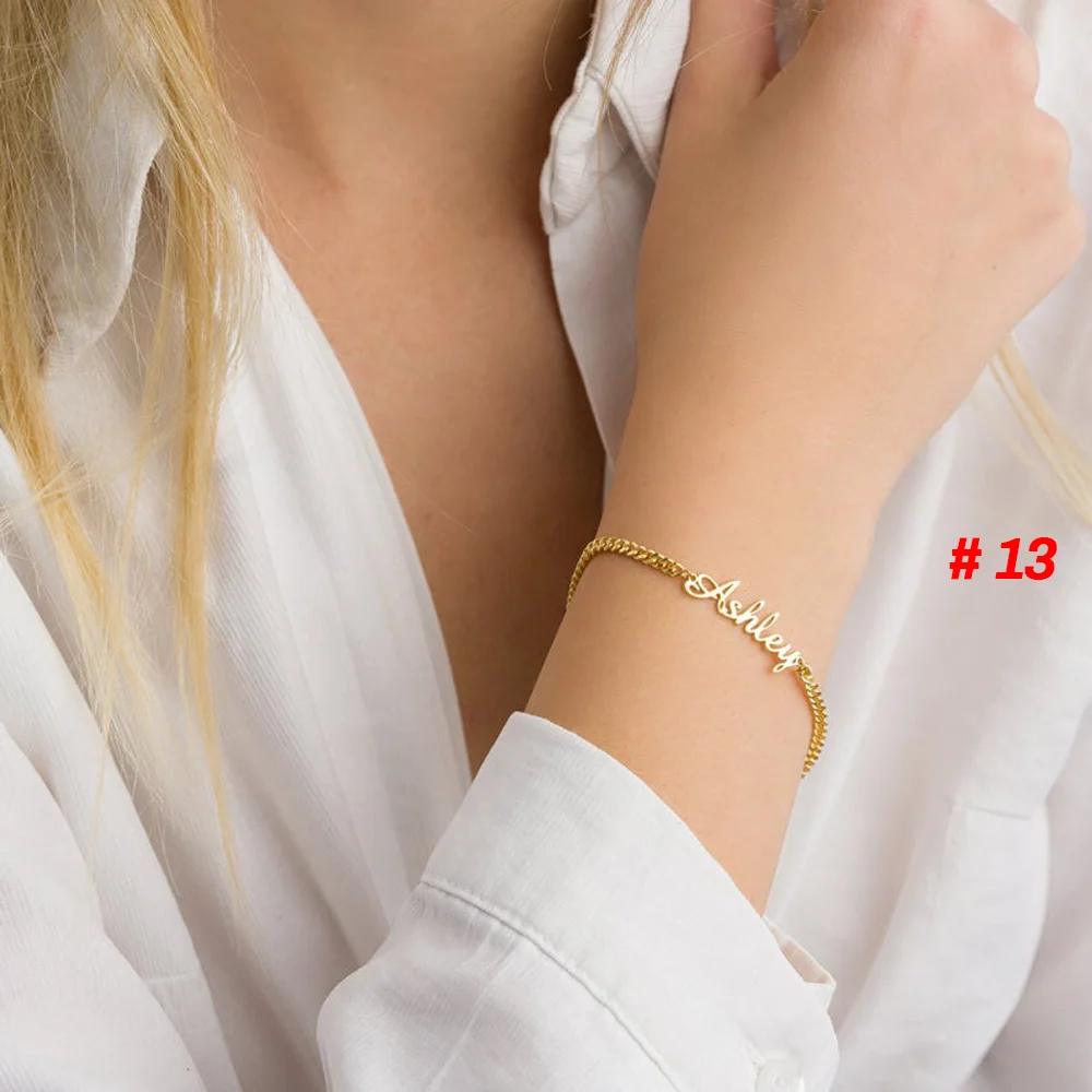 Custom Name Women Adjustable Bracelet Personalized Men Stainless Steel Cuban Chain Bracelet Fashion Jewelry Gifts Pulseras Mujer