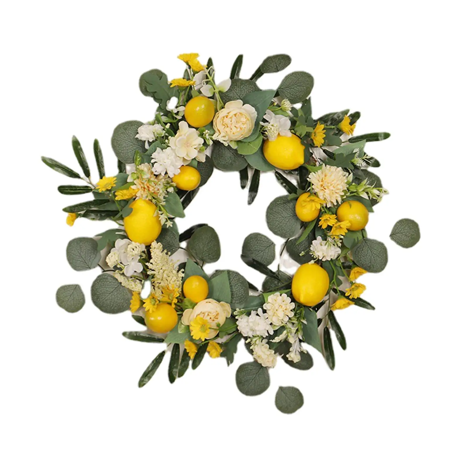 

Artificial Lemon Flower Wreath Decoration Spring Summer Wreath Ornaments