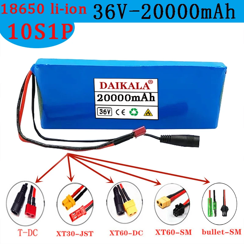 

10S1P 36V 42V 20000mAh 250-500W Rechargeable Lithium Battery Charger Customized Plug Intelligent BMS Tricycle, Traffic Light