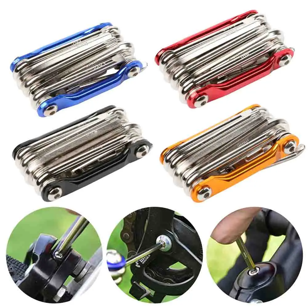

11 In 1 Bicycle Tool Set Bike Multi Repair Kit Hex Wrench Screwdriver Chain Flat Portable MTB Bike All In One Multi Repair Tools
