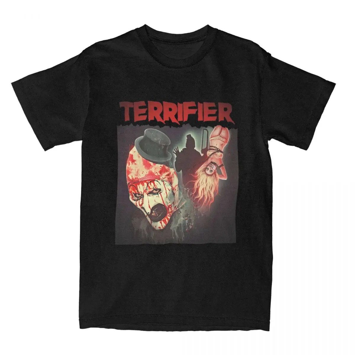 

Terrifier Horror Movie Art Clown Poster Men T Shirts Vintage Tees Short Sleeve Round Collar T-Shirt 100% Cotton Summer Clothing