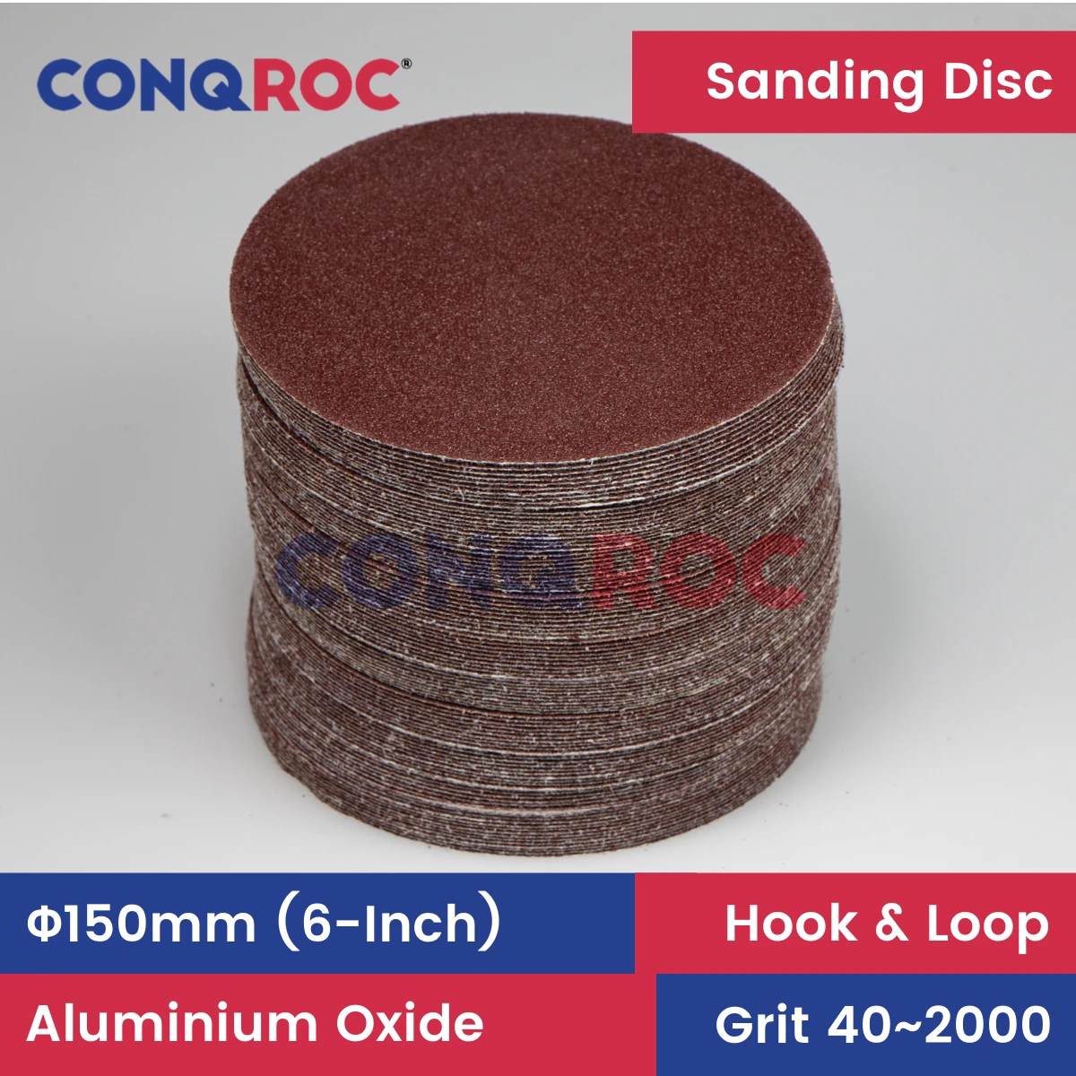 

100 Pieces 150mm (6-Inch) Sanding Discs Aluminium Oxide Dry Sanding Papers Hook and Loop Grit 40~2000