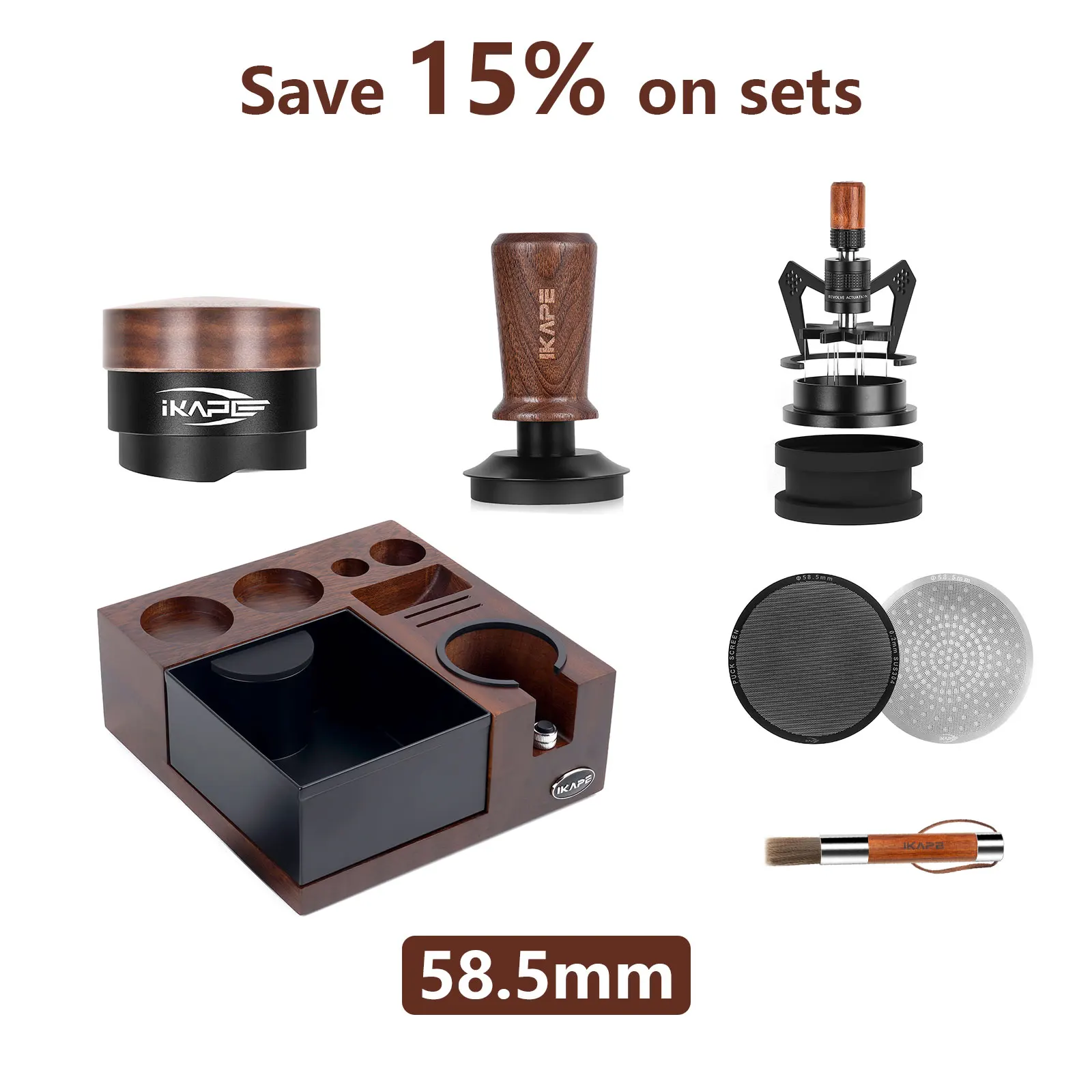 IKAPE Товары для эспрессо Деревянный набор, набор кофейных инструментов с коробкой V5, подарочный набор кофейной посуды для бариста