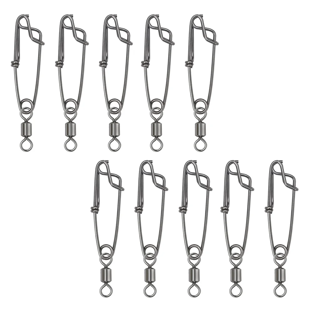 

10Pcs Lure Snap Swivel Fishing Tackle Kit Barbless Fishing Hooks Fish Hooks Connector Fishing Lures Rolling Swivel Tackle