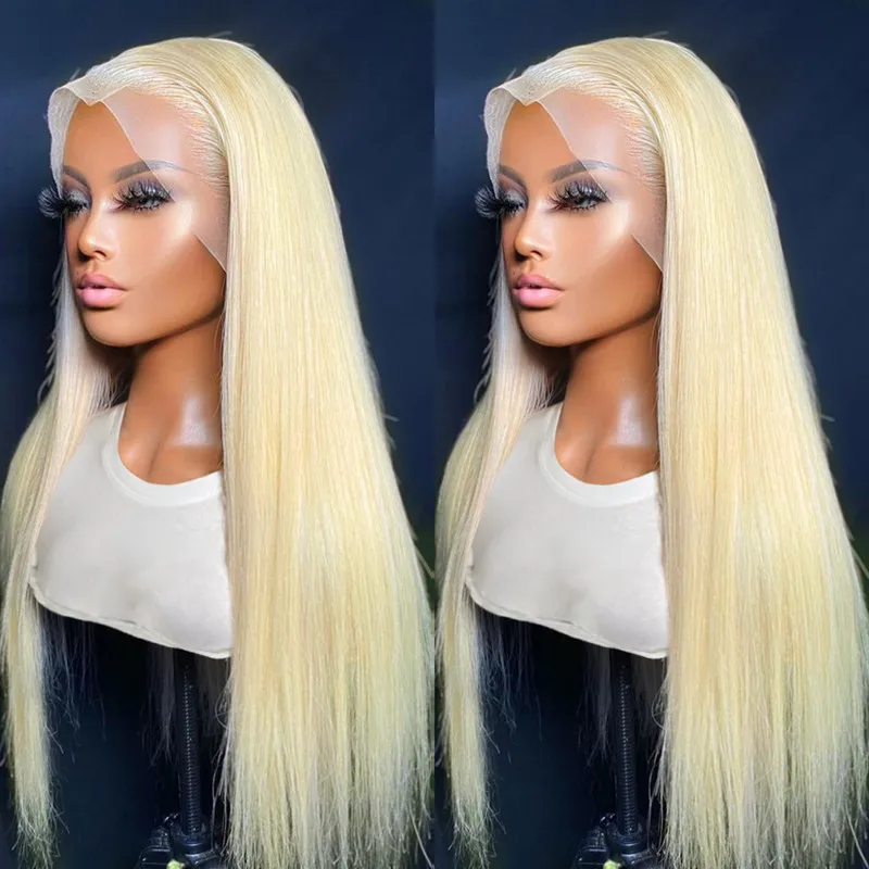 

Soft 613 Honey Blonde Silky Straight Preplucked 26Inch 180%Density Natural Hairline Glueless Lace Front Wig For Women Babyhair