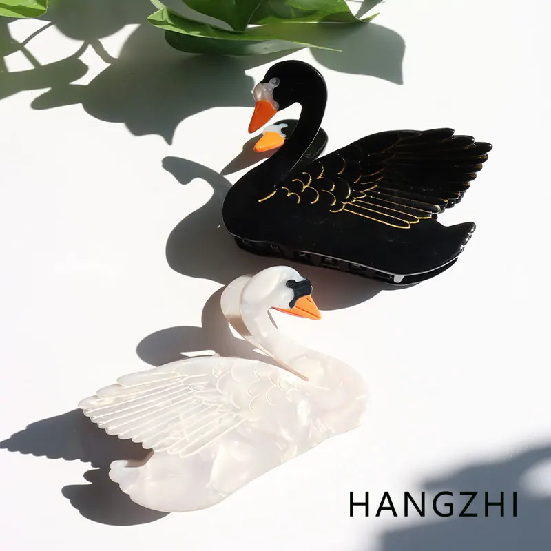 HANGZHI чёрная белая птица Акула заколка для волос креативный Лебедь животное прическа заколка для волос для женщин девушек модный ретро головной убор 2023