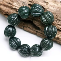 natural hetian cyan jade handcarved walnut beads bracelets beads for men women bracelet with jade bracelet