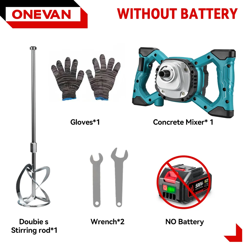 

ONEVAN бесщеточный электрический бетономешалка 6-скоростной аккумуляторный блендер для цементного раствора и штукатурки миксер для краски Makita 18 В аккумуляторный штифт