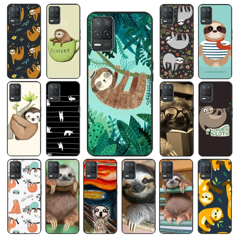 

Cute Caffeinated Sloth animal Phone Case for OPPO Realme 8 7 6 6Pro 7Pro 8Pro 6i 5i C3 C21 C21Y C11 C15 C20 C25 X3 SuperZoom